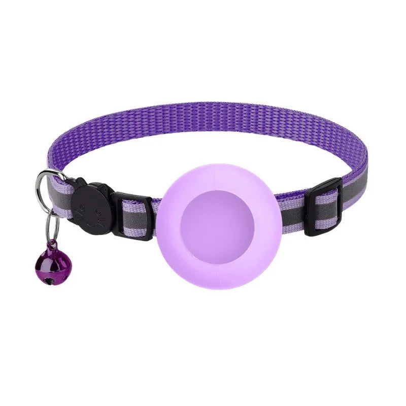 Coleira para Gato Airtag, Fivela de Segurança Refletiva com Sino, Coleira GPS Ajustável Anti-Perda para Gatinhos e Filhotes