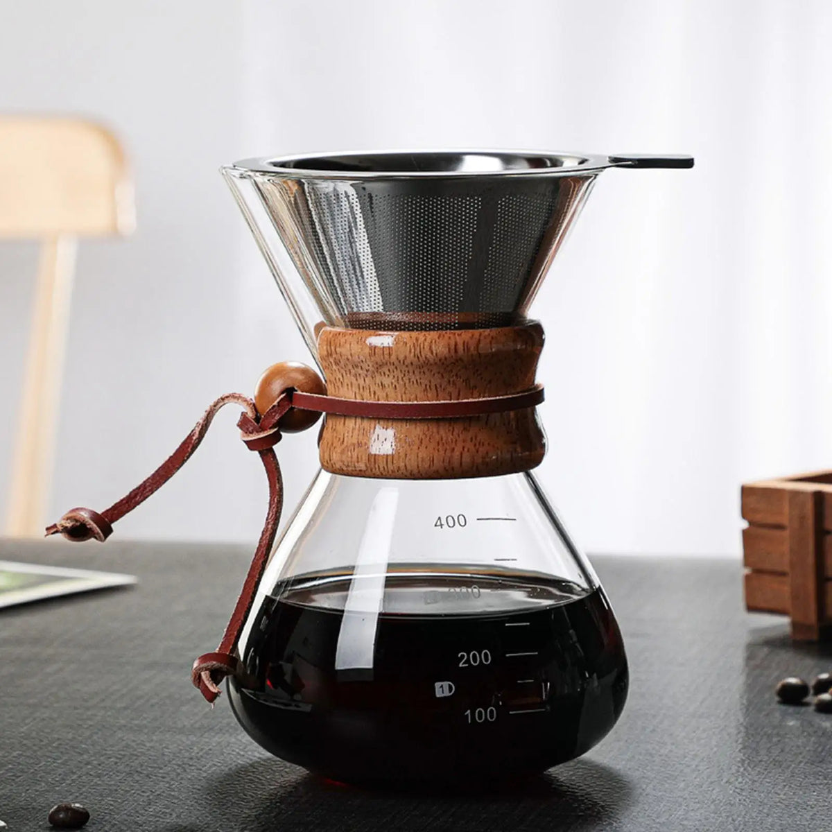 Cafeteira Pour Over com Filtro Reutilizável de Aço Inoxidável, Dripper Manual para Café
