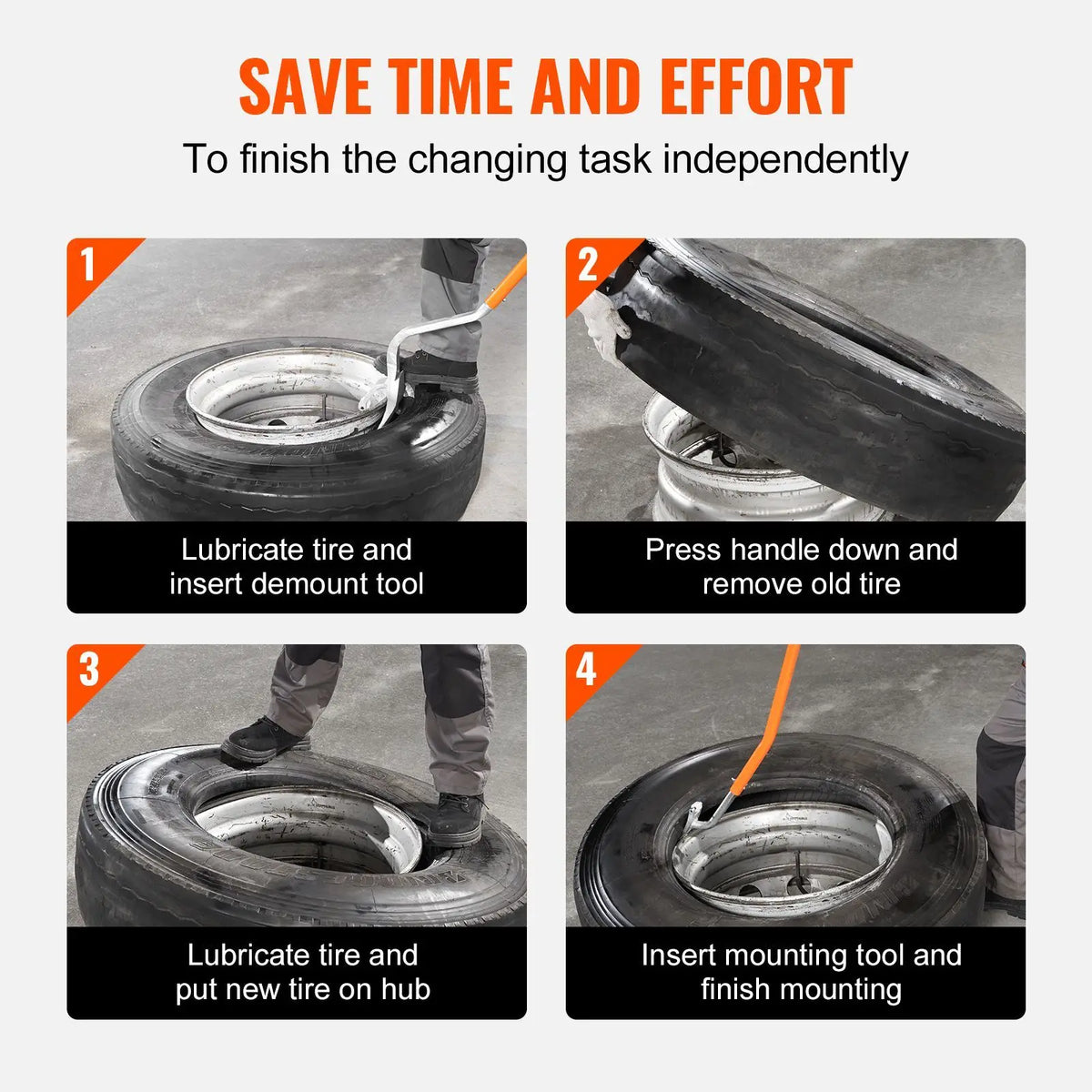 "Tire Mount/Demount Tool (22.5" & 24.5")-Manual Steel Changer with Extra Bead Holder & Tubeless Capabilities"