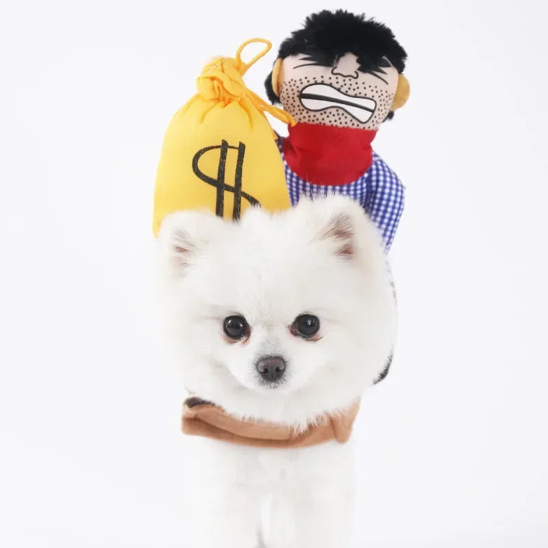 Halloween roupas para cães de estimação transformados vestuário para animais de estimação e peruca para festa de férias suprimentos para animais de estimação engraçado boneca sangrenta com faca traje do cão