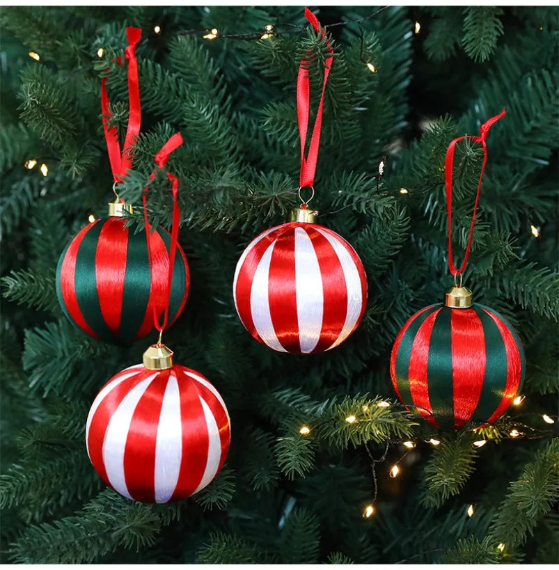 Novo 6 pçs conjunto de bola de natal pingente decorativo seda janela de natal atmosfera decoração árvore de natal bola de espuma pingentes