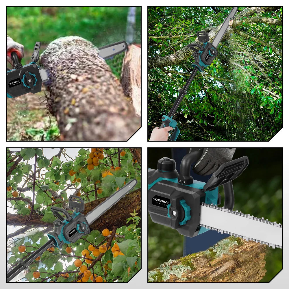 Yofidar 12 Polegada pólo telescópico sem escova motosserra elétrica jardim carpintaria poda serra para makita 18-21v bateria pino