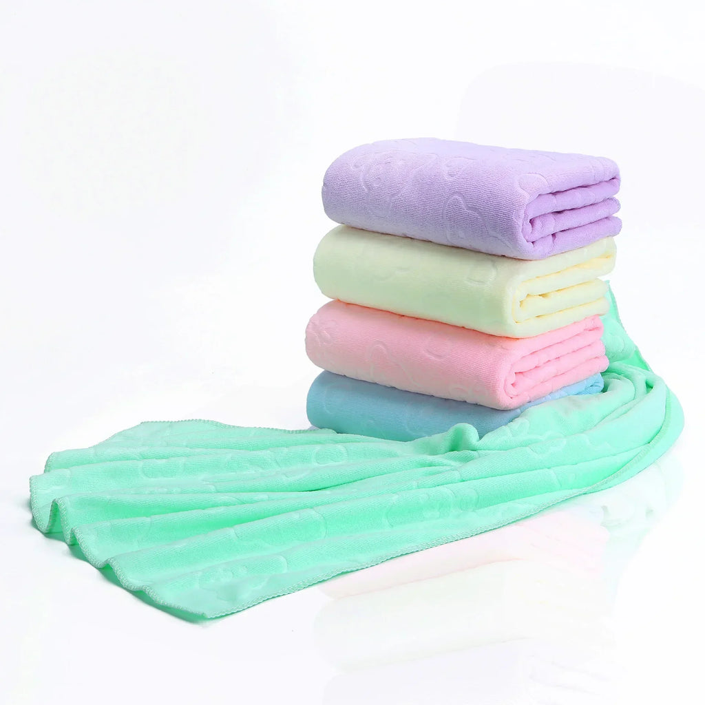 Toalha de banho gravada Microfiber, acessório absorvente espesso, macio, suprimentos domésticos, 70*140