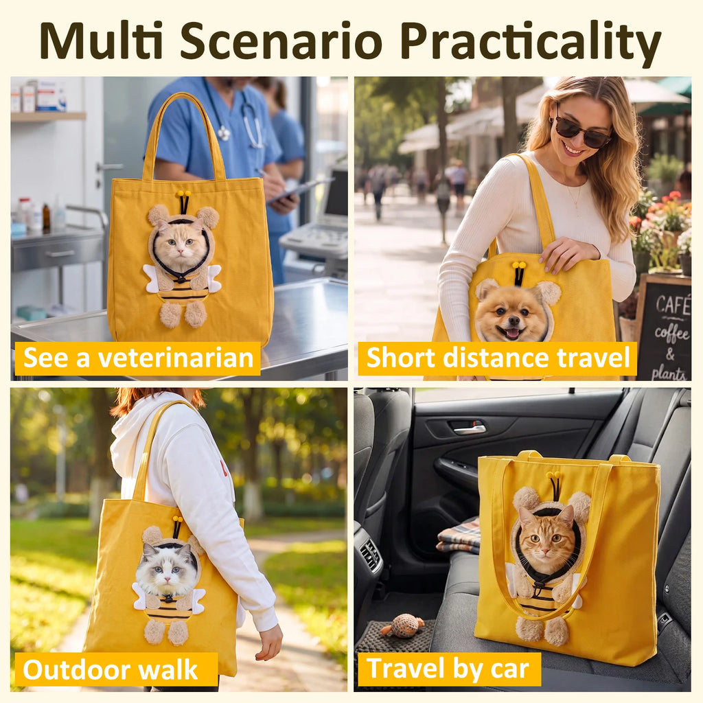 Bolsa de transporte para animais de estimação, modelo portátil com abertura para a cabeça, com fivela de segurança para a coleira, bolsa de viagem respirável para cães e gatos, artigos para animais de estimação, para