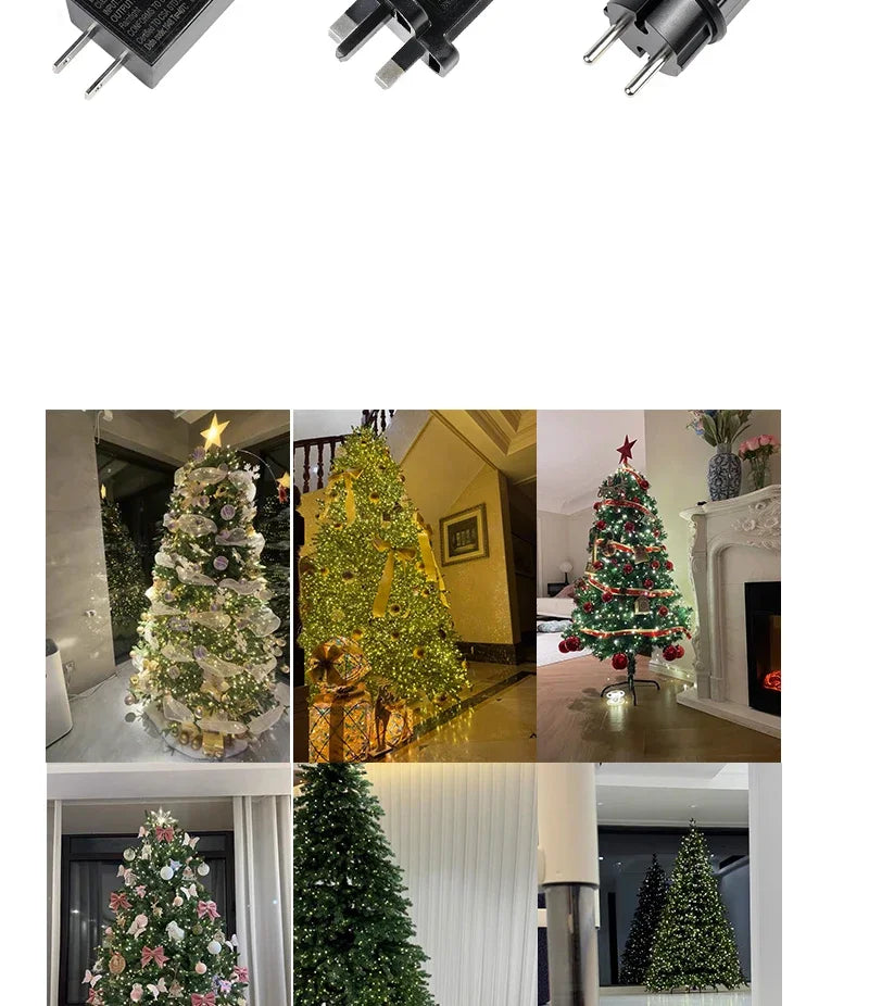 Guirlanda de Natal com Estrelas Cintilantes para Decoração de Ambientes, Luzes de Fada de Natal, Luzes de Fio de Cobre Verde com Plugue, 100m 200m 300m