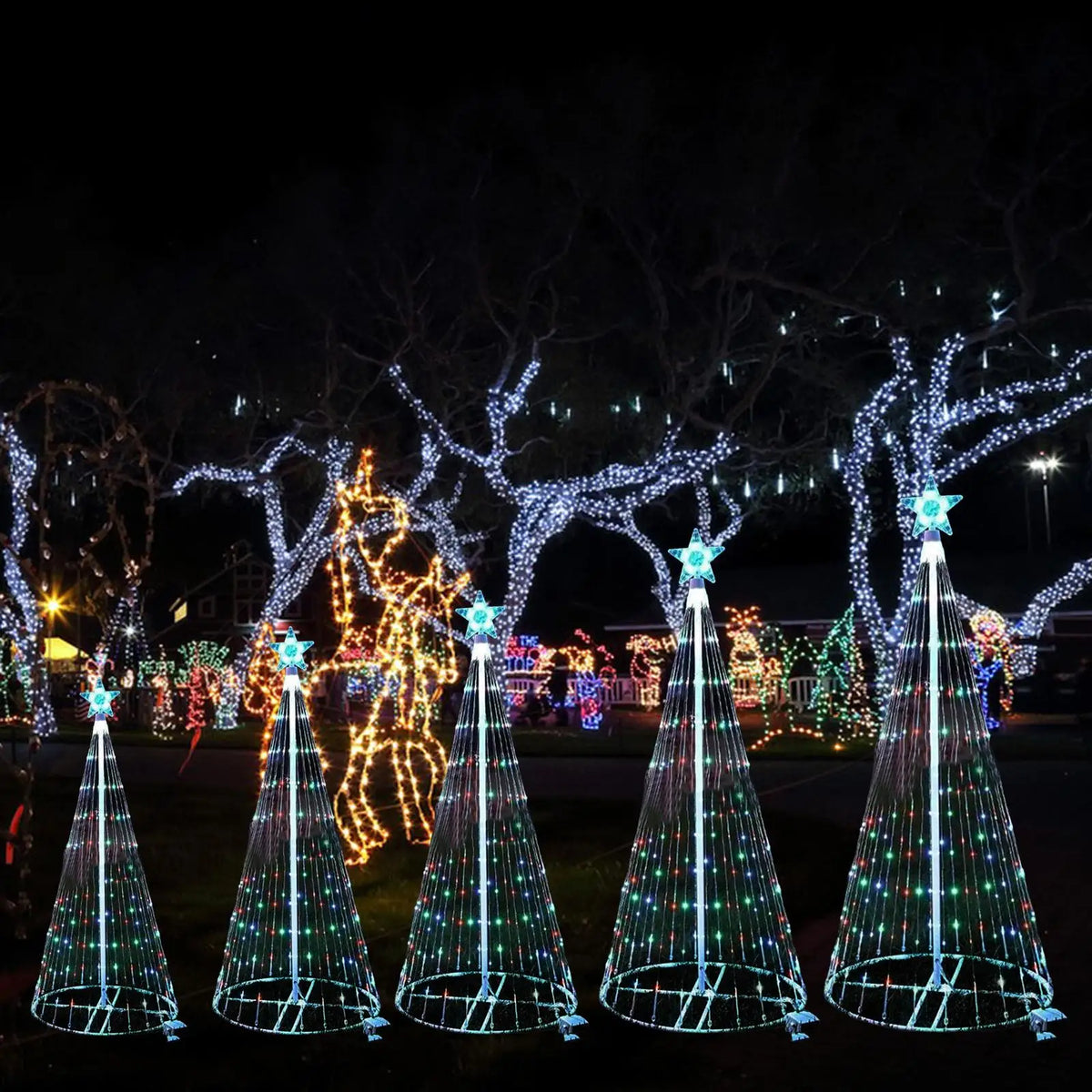 LED Cone Animado Lightshow Árvore De Natal Luz, Jardim Ao Ar Livre String Luzes, Impermeável Home Decorações Do Partido Xmas, 2024