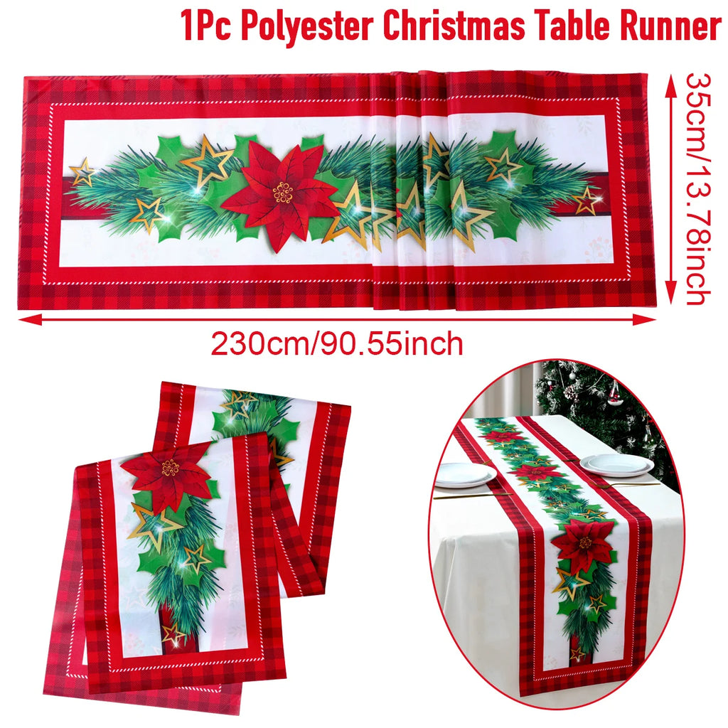 Natal papai noel corredor de mesa navidad natal noel árvore boneco de neve bandeira de mesa feliz natal decoração para casa 2025 ano novo 2026