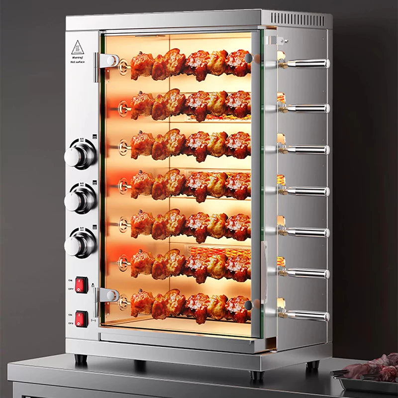 Churrasqueira Comercial com 3/5/7/9 Grelhas, Forno Rotativo, Churrasqueira Brasileira, Forno Elétrico de Convecção (Personalizável)