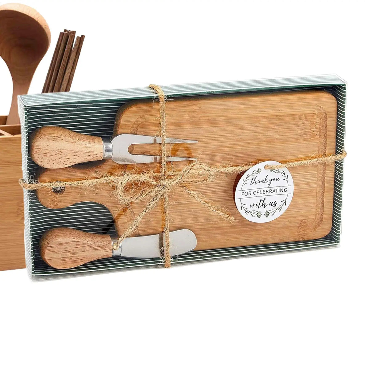 Conjunto de placa de charcutaria de bambu-bandeja de servir queijo de madeira com talheres para casamento natal festa de inauguração decoração de casa
