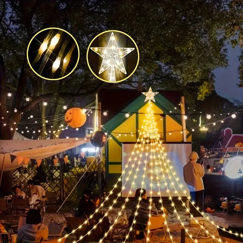 Luzes de Natal 203LED/282LED com 8 Modos, Luzes de Fada à Prova d'Água USB para Decorações de Interiores, Exteriores, Jardins, Casamentos e Festas