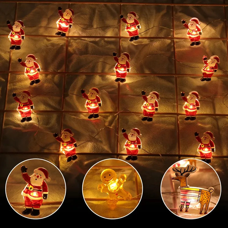 Papai noel natal led luz corda feliz natal decoração para casa 2025 enfeites de árvore de natal navidad presentes de natal ano novo