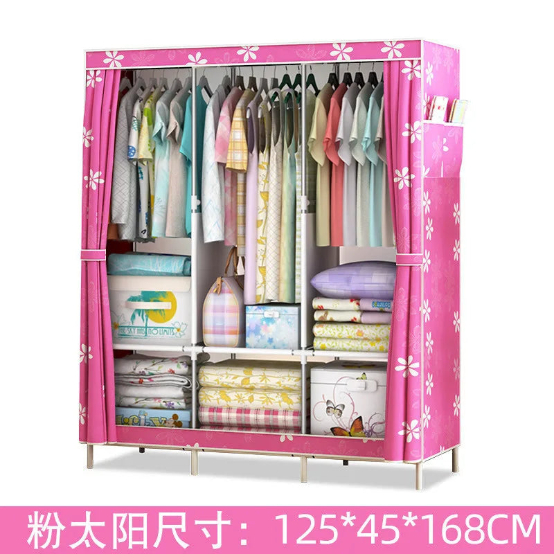 Guarda-roupa simples reforçado, armazenamento à prova de poeira, armação de aço, combinação do reforço, dormitório Kasa & Pet Store