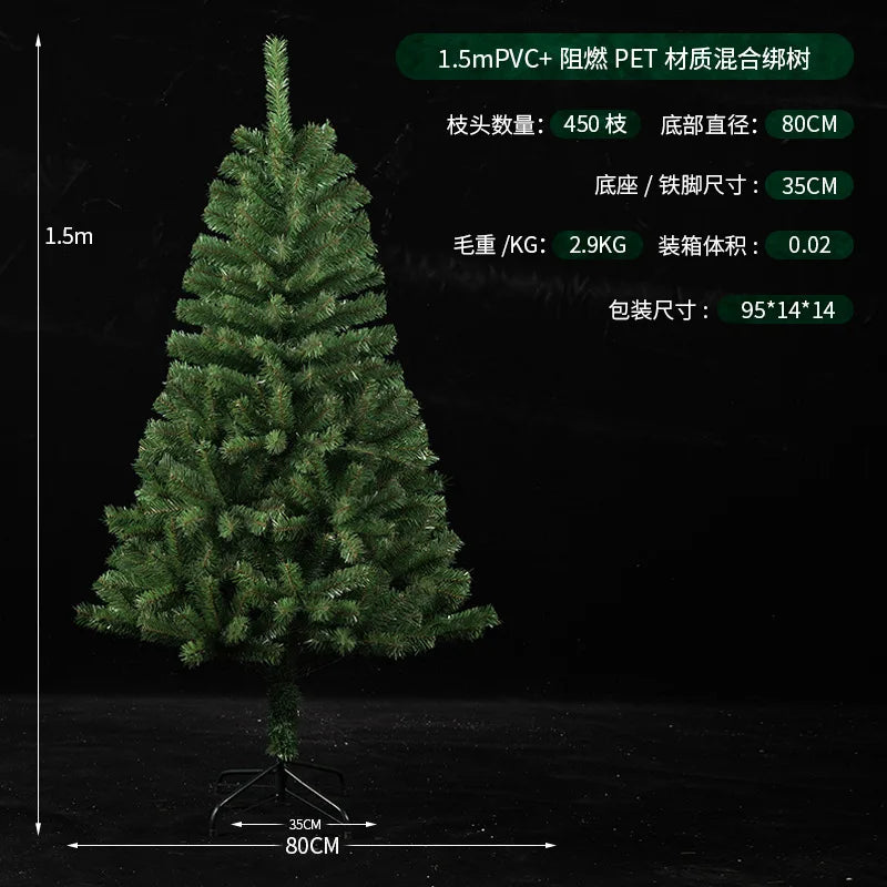 Árvore de Natal em PVC criptografado, tamanho grande, pontiaguda, para decoração de hotéis, shoppings e casas, árvore de Natal para chão.