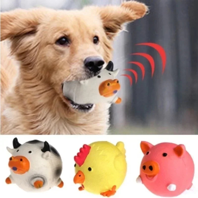Animais design durável cão mastigar brinquedos porcos, vacas, galinhas, resistente estridente cão moagem dentes brinquedos, látex para animais de estimação para limpar os dentes brinquedos