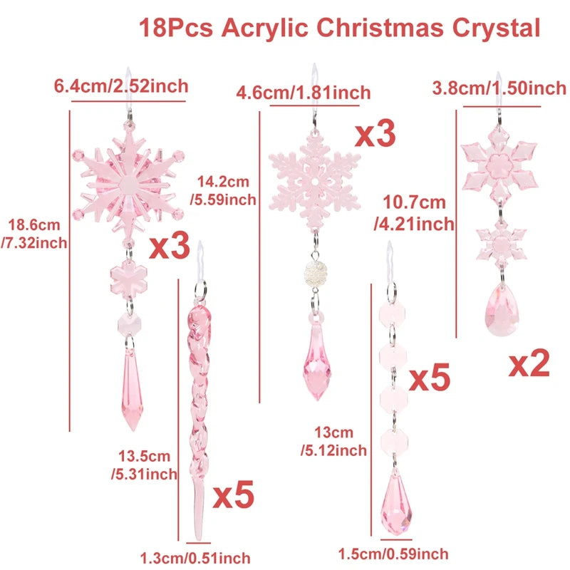 Ornamentos de cristal acrílico de natal decoração de festa de natal 2025 natal floco de neve enforcamentos navidad natal presente de ano novo 2026