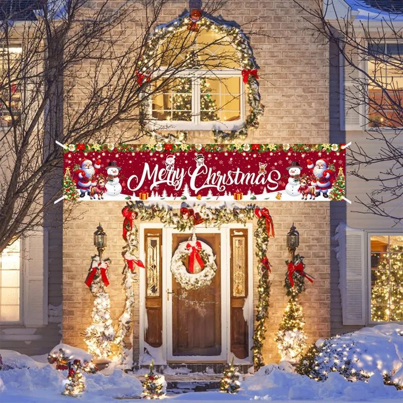 Banner de Natal para Exterior Decorações de Feliz Natal para Casa 2026 Decoração Externa Xmas Navidad Noel Natal Feliz Ano Novo 2027