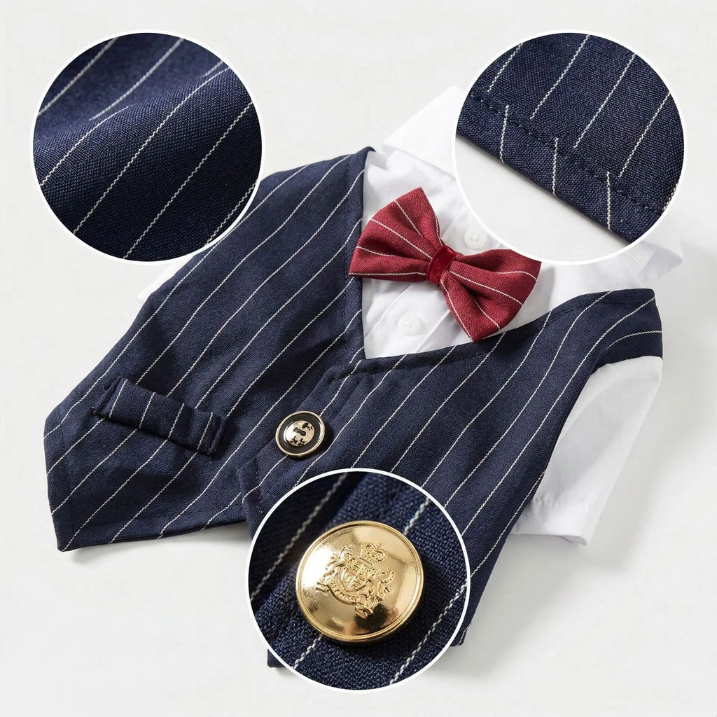 Traje de Primavera para Cães de Estimação: Camisa e Colete de Smoking para Casamento, Fantasia de Cavalheiro para Teddy, Bichon e Cães Pequenos