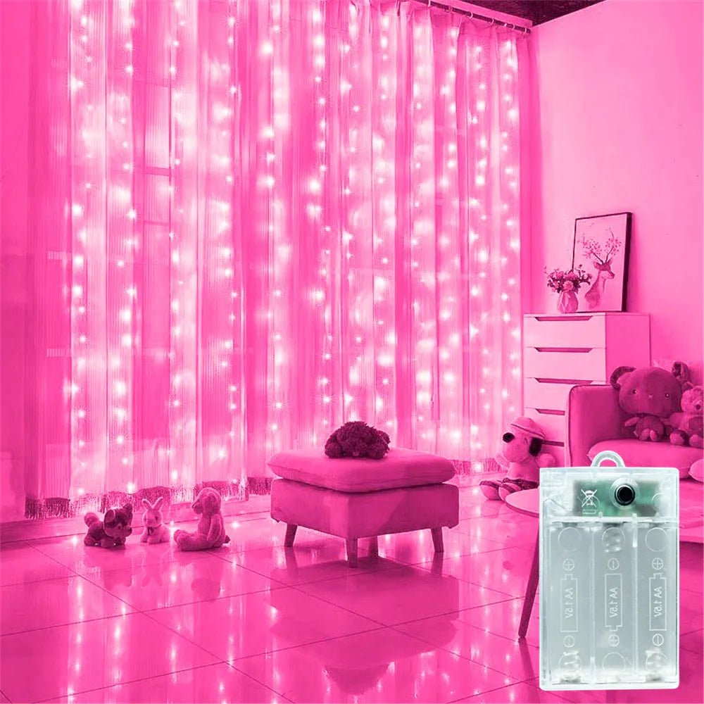Luzes de Natal LED, Cortina de Luzes de Fada, Alimentadas por Bateria, 8 Modos, Decoração de Natal para Casa, Feriados, Ano Novo 2027, Lâmpada - Kasa & Pet