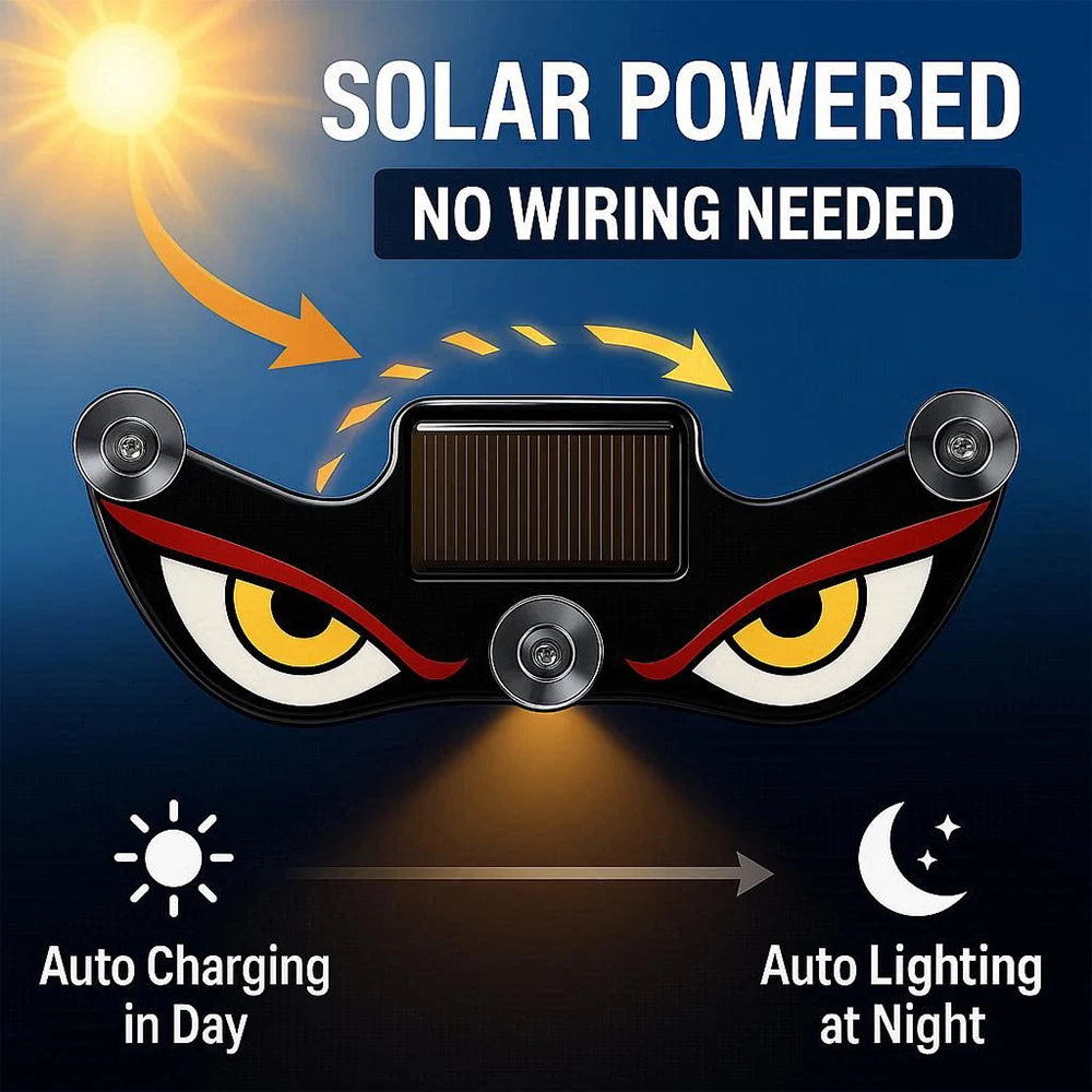 2026Solar LED Devil Eyes Windshield Warning Flashing Signal Indicator Car LED Ambient Lights with Suction Cup for Auto Window