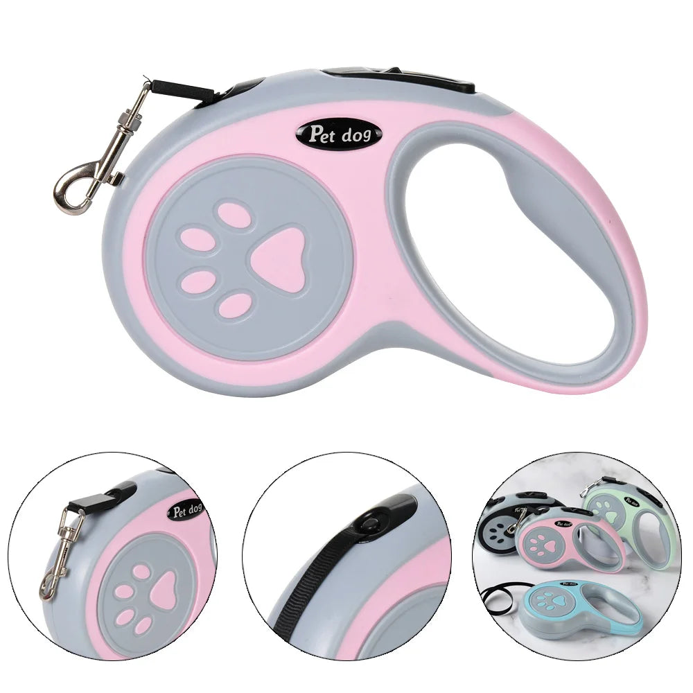 Trela de nylon para cães de estimação, 3 metros, 5 metros, para cães pequenos e médios, gatos, caminhadas ao ar livre, cinto retrátil para cachorrinhos, chihuahua, buldogue, suprimentos
