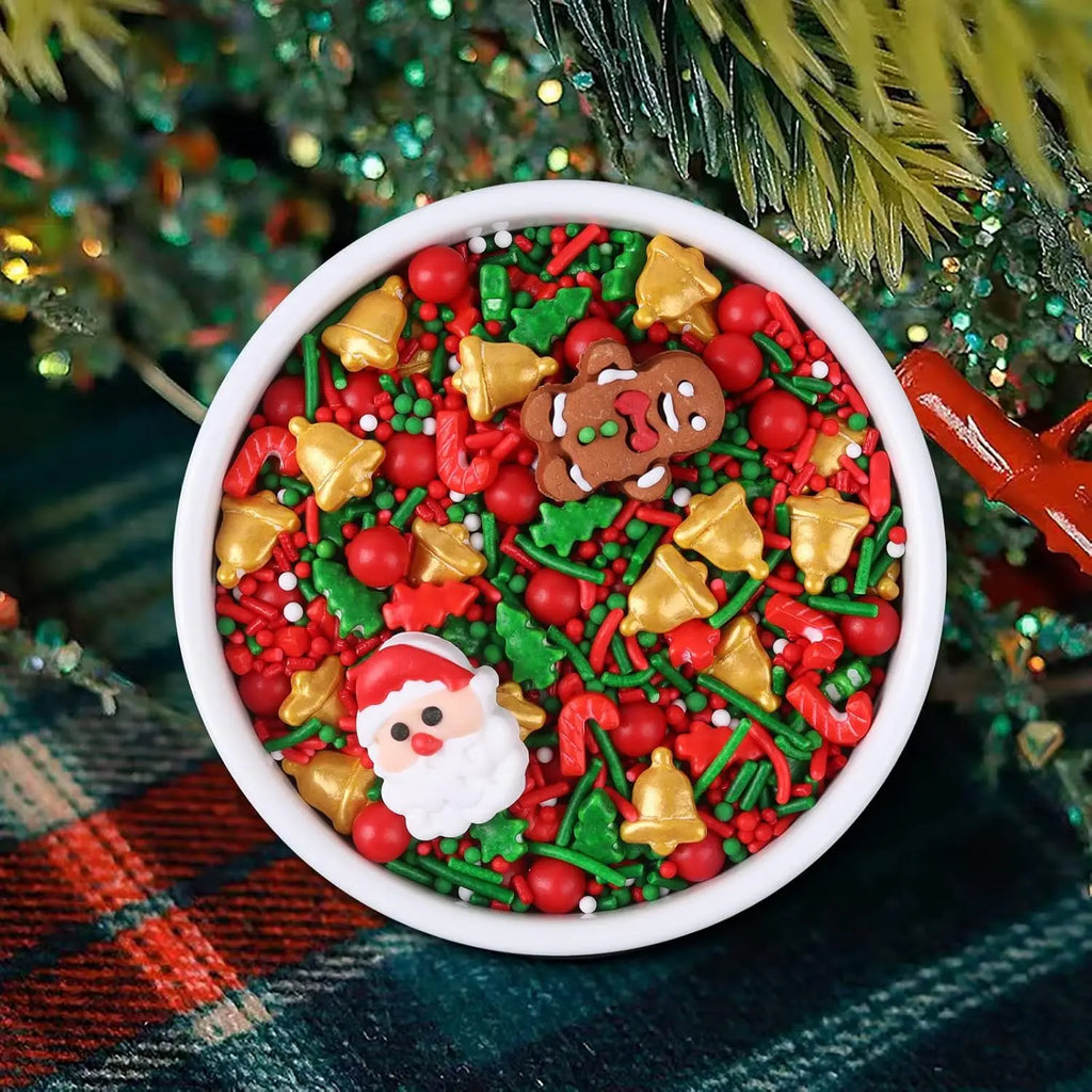 Natal Sprinkles Mix para Cookie Baking Decor, árvore de Natal, Papai Noel, Jimmies, vermelho e verde Polvilhe