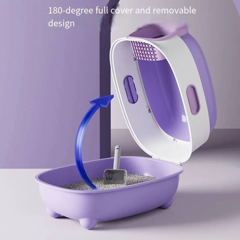 Caixa de Areia para Gatos com Desinfecção UV, Antiodor, Totalmente Fechada, Tamanho Extra Grande, Antirrespingo, Prevenção de Vazamento de Areia, Design Destacável