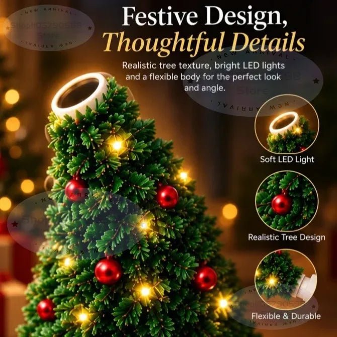 Luz de Natal com Projetor, Luz Noturna de Natal Alimentada por USB com Mais de 6 Padrões Festivos, Luminária de Árvore Flexível para Decoração de Festas