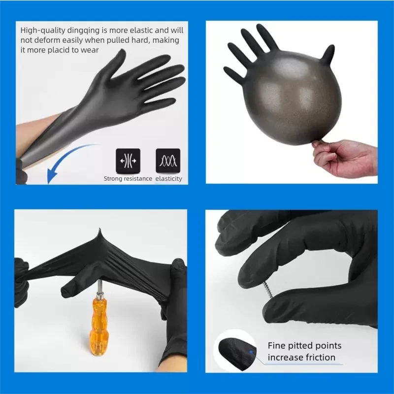 10-200pc luvas de nitrilo luvas de borracha preta látex luvas descartáveis trabalho doméstico indústria de carro jardinagem cuidados com animais de estimação ferramentas de cozinha