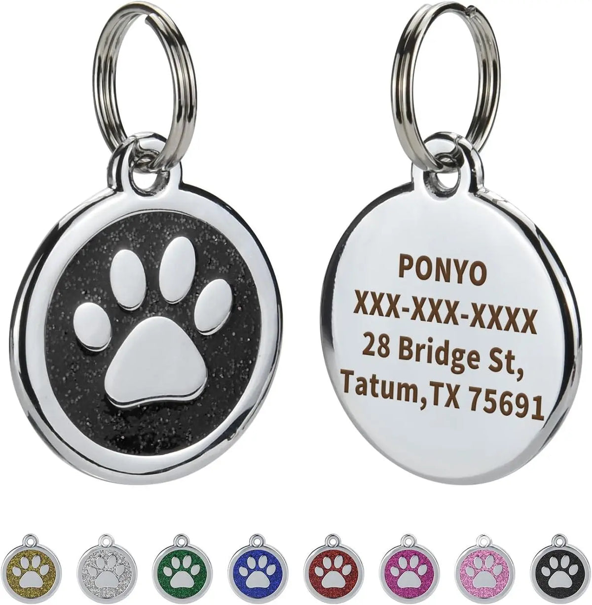 Etiquetas de Identificação para Animais de Estimação com Gravação Gratuita, Pingente Anti-perda para Coleira, Tag Personalizada com Nome de Cachorro, Decoração de Pata de Gato, Produto Personalizado Kasa & Pet