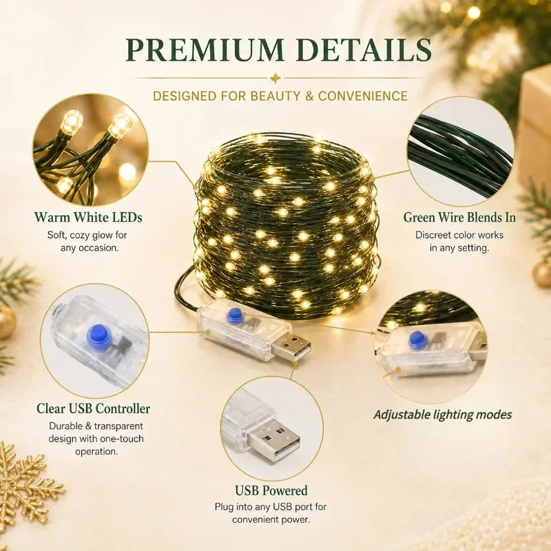 Árvore de Natal Artificial Prateada em PVC 120-240cm de Alta Qualidade com Luzes LED Quentes, Decoração para Festa de Natal em Casa
