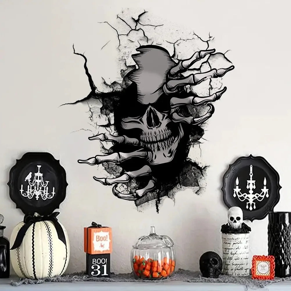 Adesivos de parede de esqueleto de Halloween, decoração divertida de casa para sala de estar e quarto
