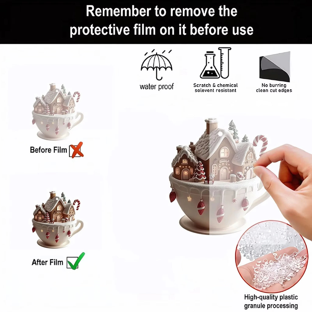 Decorações de árvore de natal 2d acrílico plano casa quente pequena xícara de café pendurado pingente ornamentos ano novo decoração de festa em casa