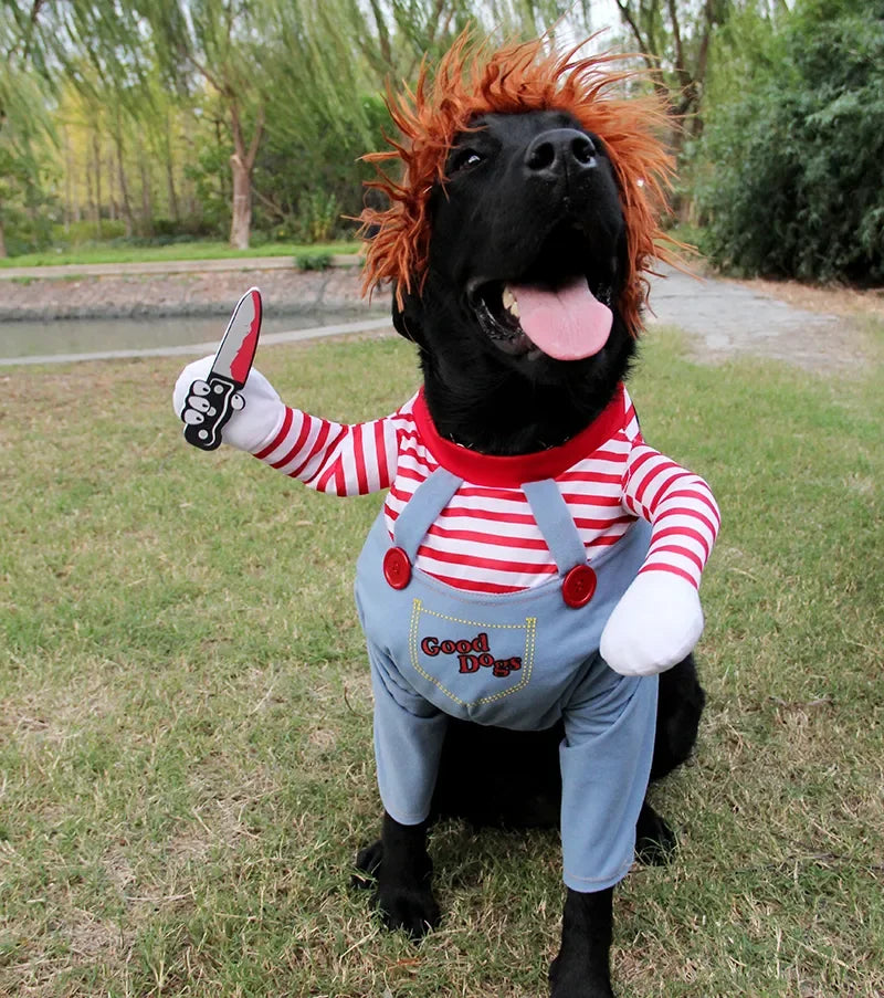 Conjuntos de fantasias de Halloween para cães Roupas engraçadas para cães Cosplay ajustável para cães Roupas Novidade para cães médios e grandes Fantasias Bulldog Pug