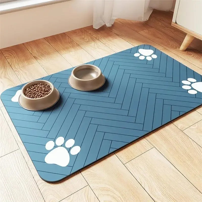 Tapete de alimentação para animais de estimação, absorvente, para comida e tigela de água com suporte de borracha à prova d'água, tapete de água de secagem rápida para cães e gatos