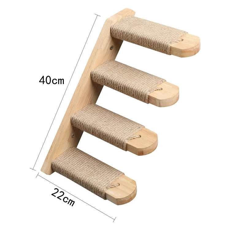 1pcCat Coçar Escalada Post Wall-montado Cat Hammock Bed Pet Móveis Kitten Wall Shelf Set Cat Perch Madeira Cat Tree House