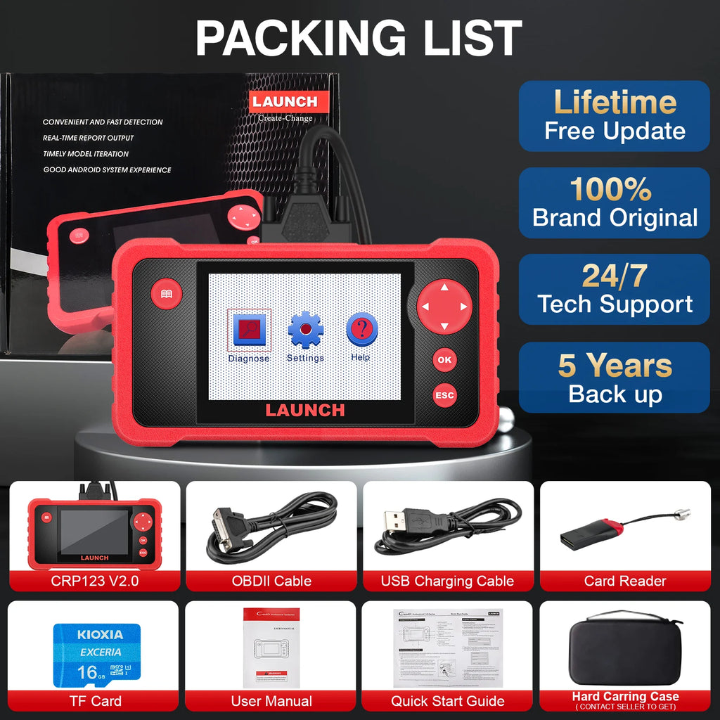 2026 NOVO LANÇAMENTO X431 CRP123 V2.0 Scanner Automotivo OBD2 para Diagnóstico de Motor/ABS/SRS/Transmissão, Ferramenta de Análise com 3 Funções de Redefinição