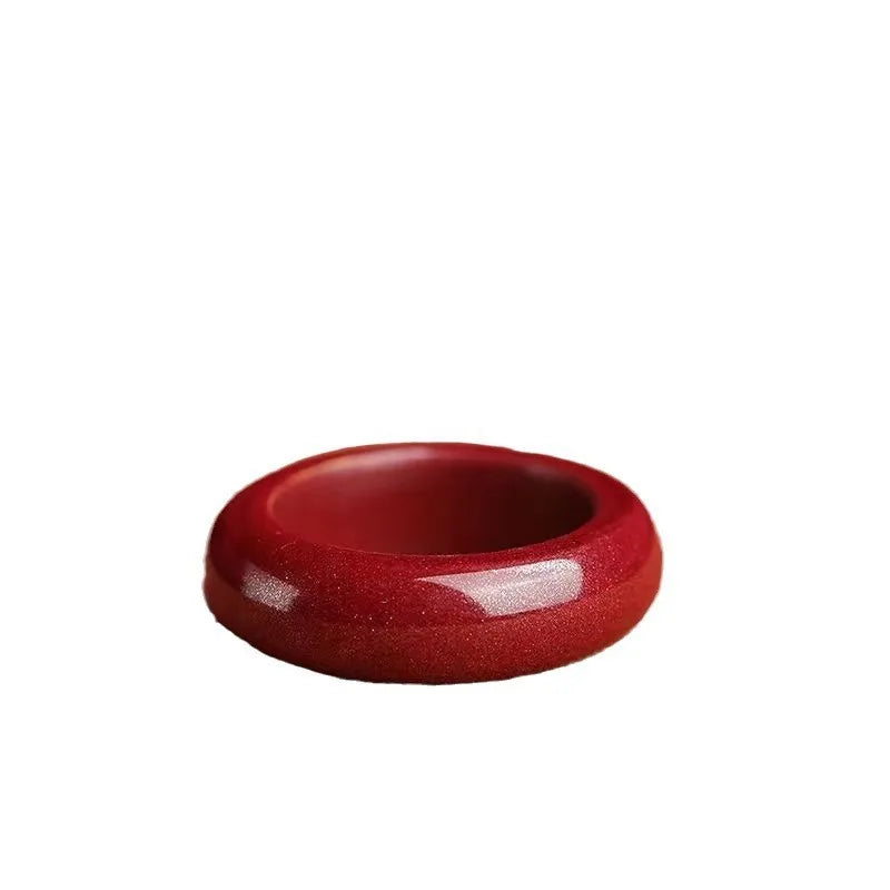 Anel de cinábrio, círculo liso de areia dourada roxa, ano de Natal masculino e feminino, anel vermelho