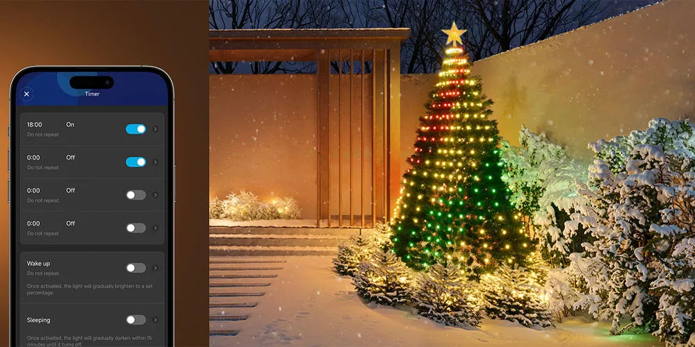 Luzes de Natal RGBIC de 1,8m com 400 LEDs, Luzes de Cordão para Festas com Texto Personalizável, IP65 à Prova d'Água para Decoração de Natal Interna e Externa