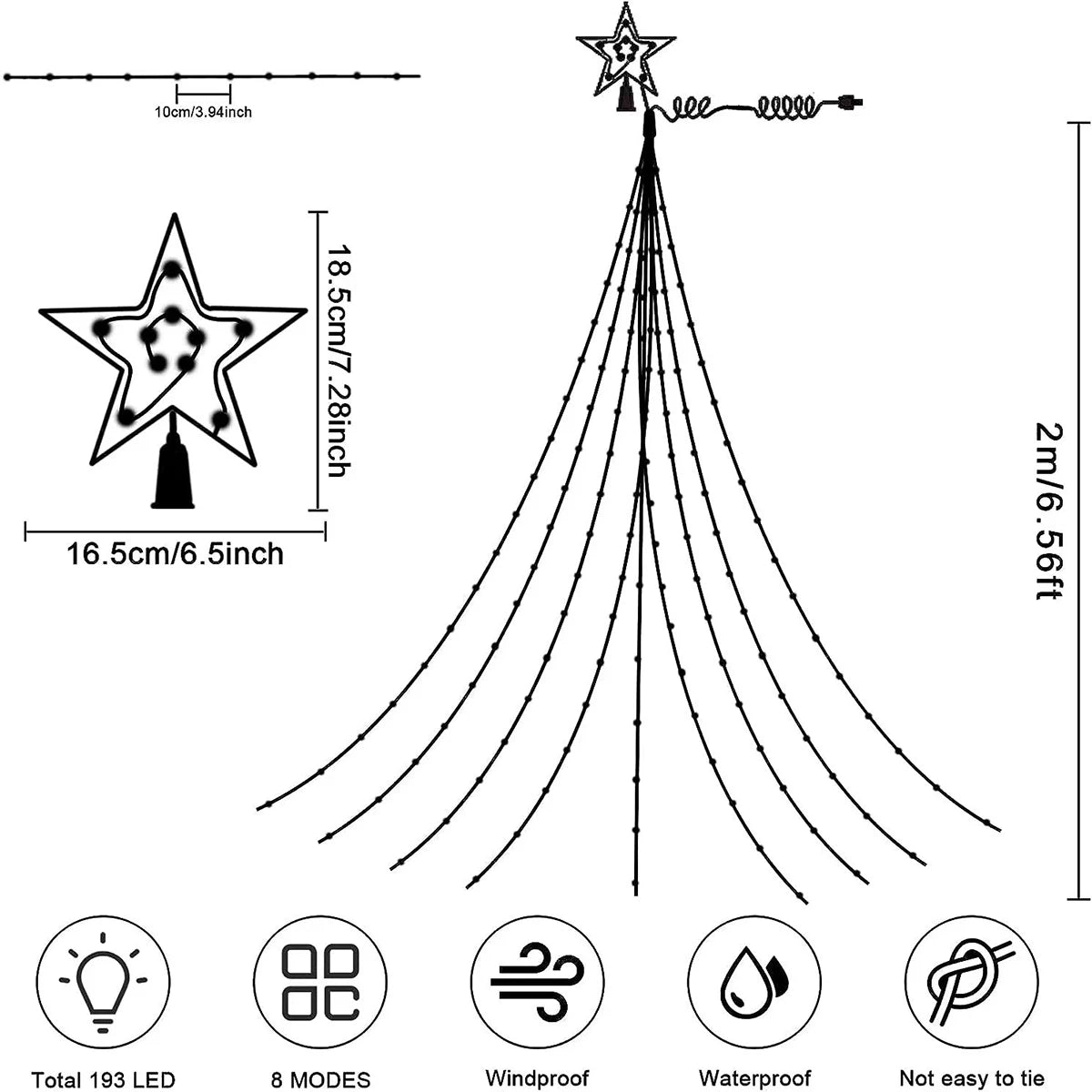 Decoração de natal 2025 luzes de decoração de férias solares led luzes de corda de natal ao ar livre estrelas brilhantes natal