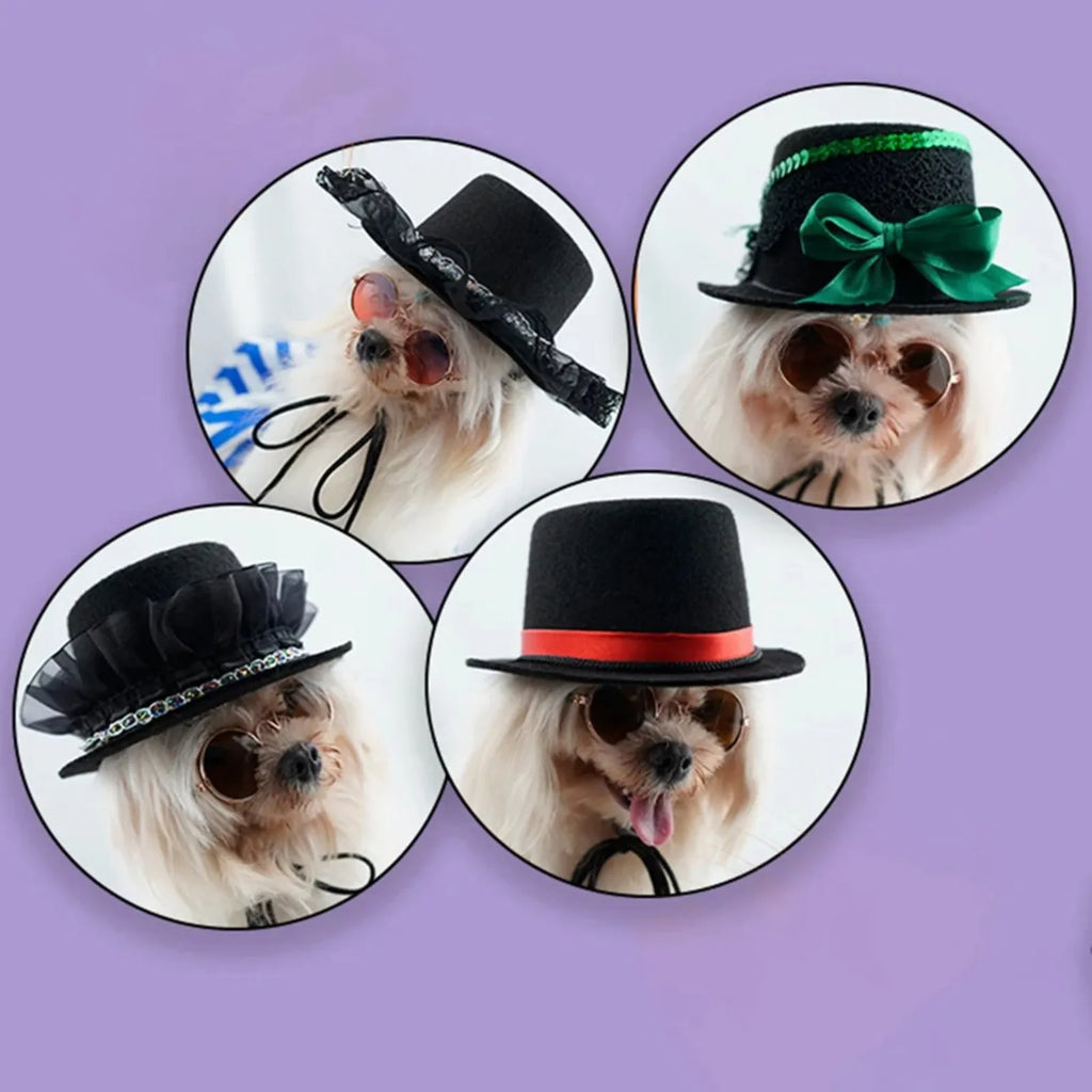 Bonés de formatura para cães e gatos, Chapéus decorativos para cavalheiro, Camisa de cowboys Chapéu de festa de aniversário, Moda