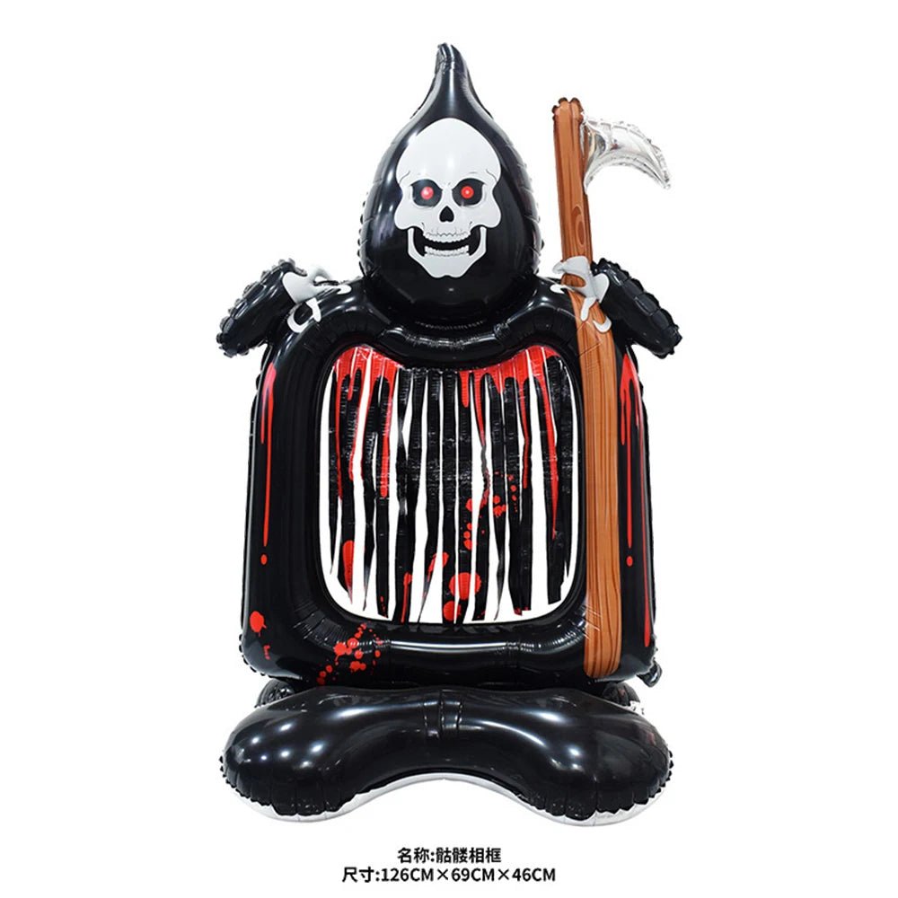 Balão Inflável de Folha de Alumínio para Decoração de Festa de Halloween: Fantasma, Abóbora, Crânio, Casa Assombrada, Lápide e Esqueleto - Kasa & Pet