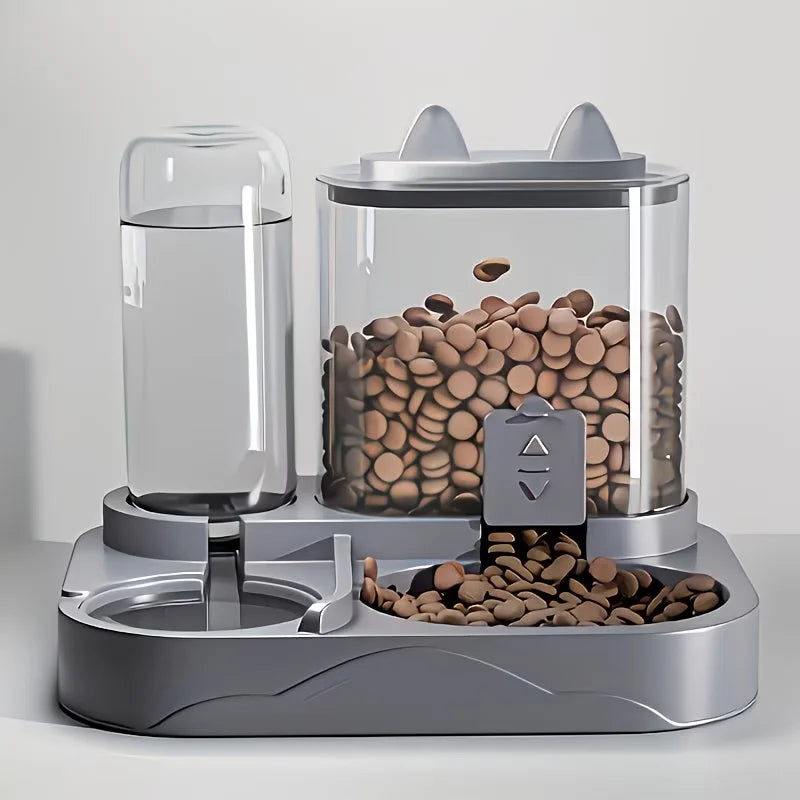Dispensador de Água e Ração 2 em 1 para Animais de Estimação, Separação de Ração Seca e Úmida, Plástico Durável, Transparente, Sem Bateria, Para Gatos e Cães em Viagem