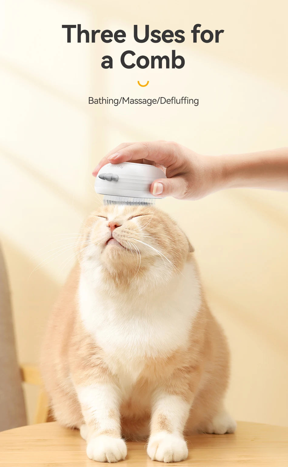 Rojoeco pet vapor pente gato escovas de spray elétrico para remoção do cabelo do cão pentes pet ferramentas aliciamento gatinho escovas remoção do cabelo