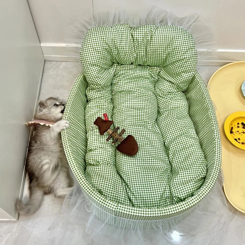 Cama para Gatos Cor Macaron, Casinha para Cães Pequenos, Removível, Lavável, Universal para Quatro Estações, Macia e Quente