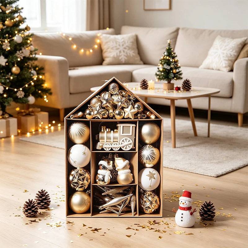 Conjunto de 70 Bolas de Natal para Decoração de Árvore de Natal, Enfeites Pendentes para Casa, Decoração de Natal 2026, Presente de Ano Novo
