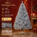 Árvore de Natal Artificial Prateada em PVC 120-240cm de Alta Qualidade com Luzes LED Quentes, Decoração para Festa de Natal em Casa