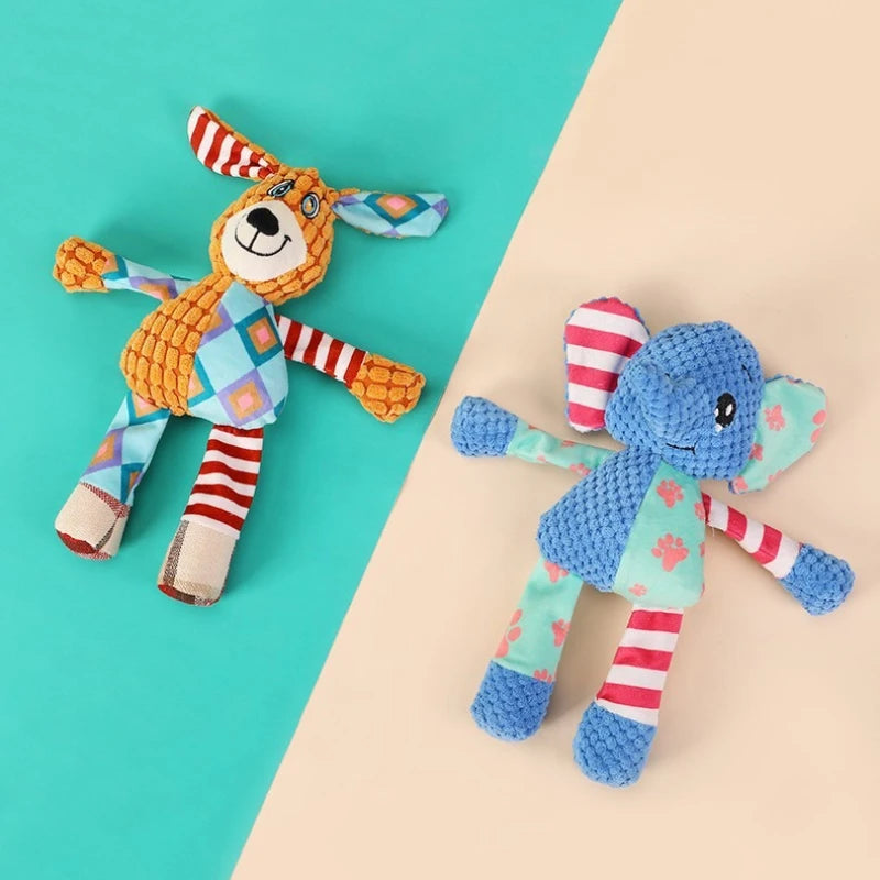 Brinquedo de Pelúcia para Cães, Fofo, em Formato de Raposa e Elefante, Anti-Mordida, Interativo, com Som, para Limpeza dos Dentes, Diversão e Resistência à Mordida