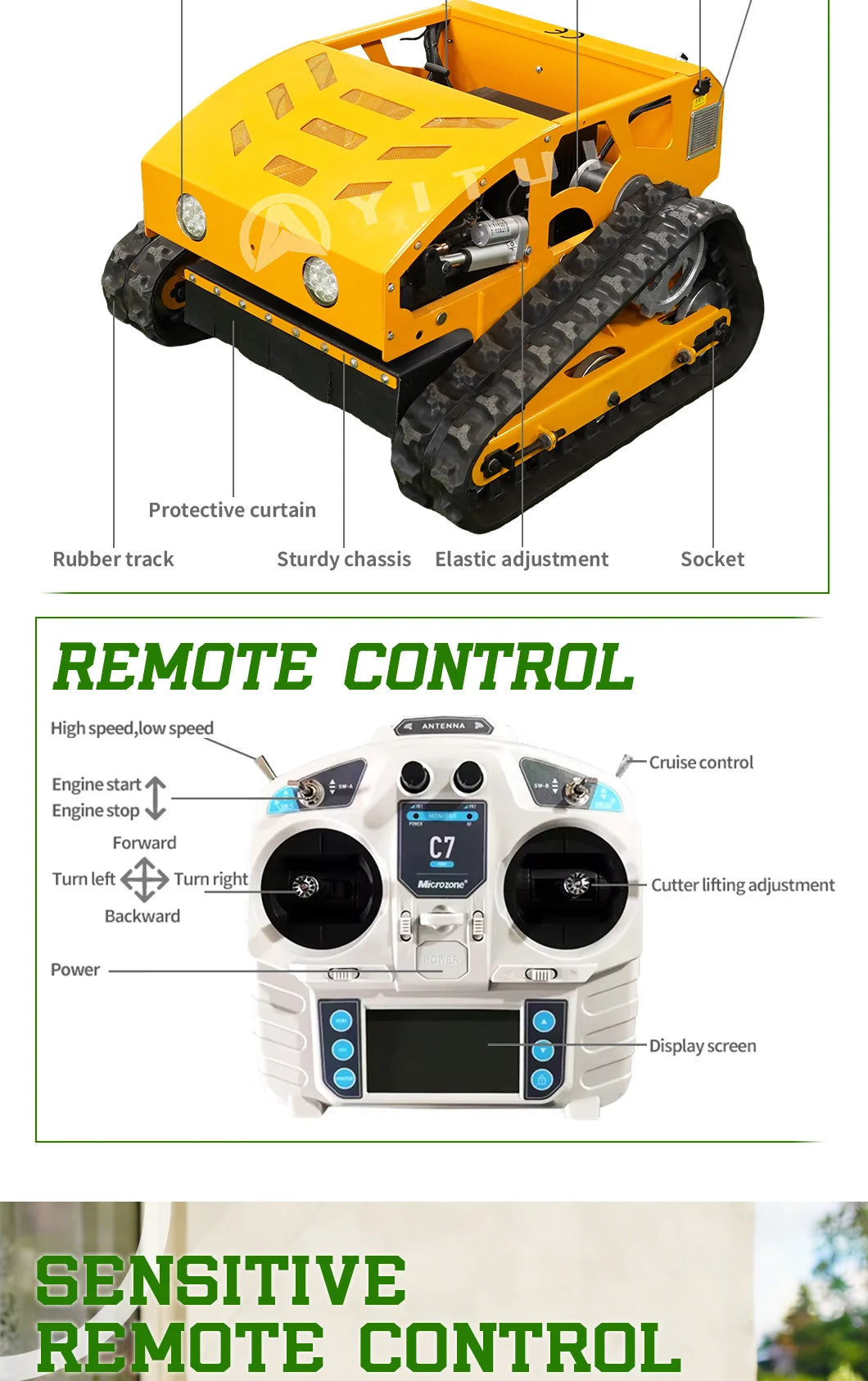Cortador de Grama Personalizado, Durável e Confiável, Motor Potente de Alta Eficiência, Velocidade de Operação Rápida, Baixo Ruído, Alta Capacidade de Carga, Certificação CE EPA