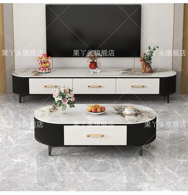 Mesa de Jantar, Mesa de Centro para Escrita e Café, Gavetas Móveis, Mesa Lateral de Luxo com Armazenamento para Sala de Estar, Mesa Auxiliar Moderna, Móveis Modernos