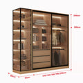 Bedroom Household Solid Wood Sliding Door Wardrobe Glass Double Wardrobes Storage Cabinet Clothes Closet Clothing Home Furniture